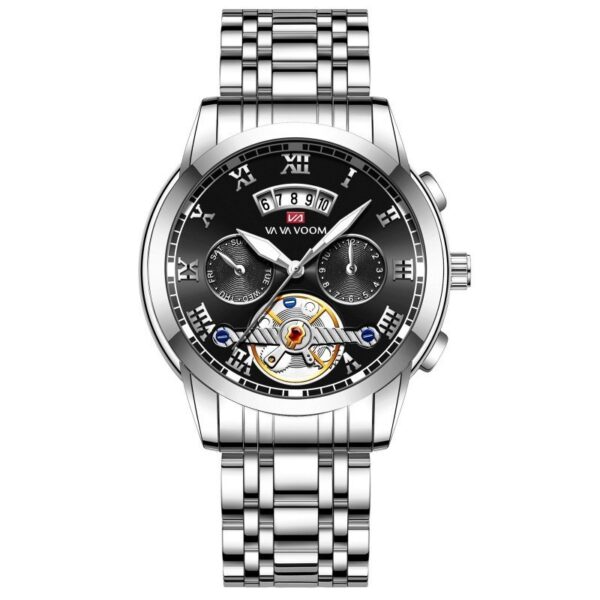 Stainless Steel Tourbillon Quartz Watch for Men, Men's Stylish Stainless Steel Tourbillon Quartz Timepiece, Elegant Stainless Steel Men's Tourbillon Quartz Watch