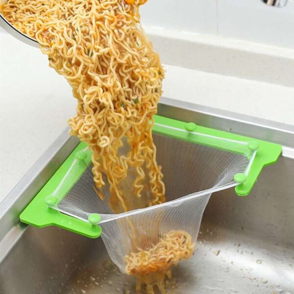 Triangle Hanging Net Storage Drain Rack for Kitchen Sink, Efficient Leftovers and Water Filter