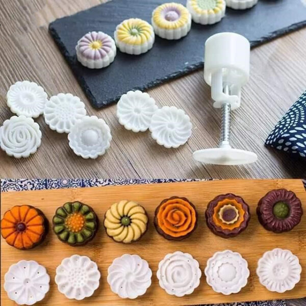 6-Style Mooncake Mold and Cookie Cutter Set, Versatile Pastry Baking Tools, Premium Mooncake Molds for Creative Baking