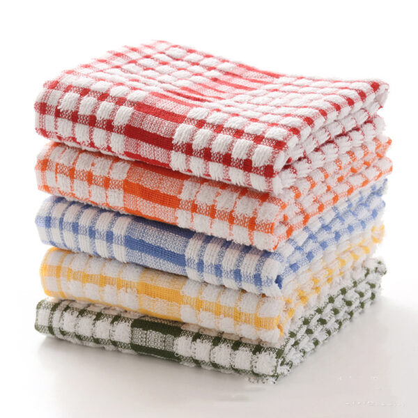 Absorbent Cotton Plaid Dish Towel for Kitchens, Cotton Jacquard Plaid Kitchen Towel, Classic Cotton Plaid Towel for Drying Dishes