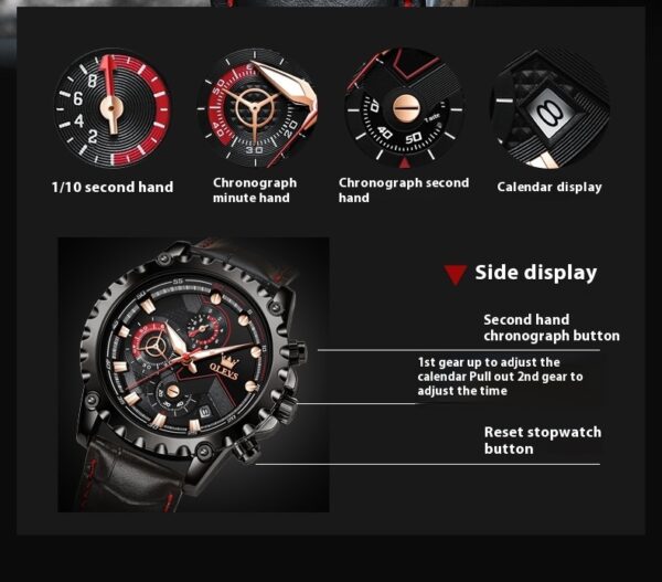 Luminous Large Dial Multifunctional Men's Watch, Stylish Multifunctional Watch with Luminous Dial, Large Dial Men's Multifunctional Luminous Watch