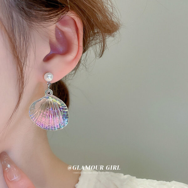 Colorful Shell Illusion Pearl Earrings with Silver Needle, Elegant Super Immortal Pearl Earrings with Silver Needle, Women’s Colorful Shell Illusion Pearl Earrings