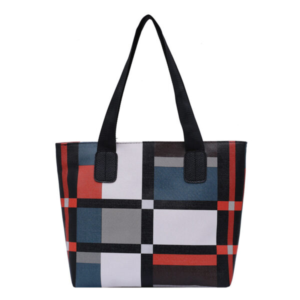 PU Shoulder Bag with Fashionable Plaid, Large Capacity Shopping Tote, Stylish Plaid Pattern PU Shoulder Bag