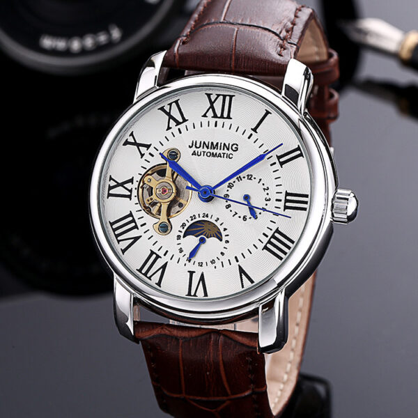 JUNMING Roman Characters Automatic Mechanical Watch for Men, Waterproof Men's Mechanical Watch with Roman Numerals by JUNMING