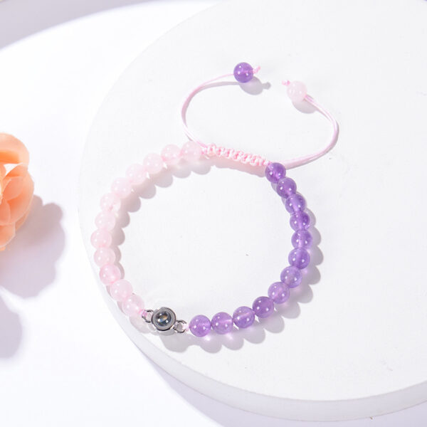 Natural Amethyst Language Projection Stone Bracelet, Elegant Amethyst Stone Bracelet with Unique Design, Fashionable Projection Stone Bracelet with Amethyst