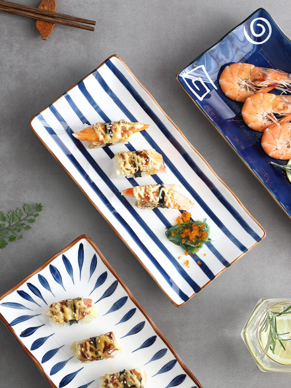 Japanese-Style Ceramic Dinner Plate, Versatile Household Plate for Breakfast, Fish, Sushi, and More