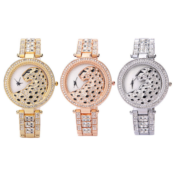 Women's Diamond Leopard-Print Watch with Three-Dimensional Design, Stylish Three-Dimensional Leopard-Print Watch with Diamonds