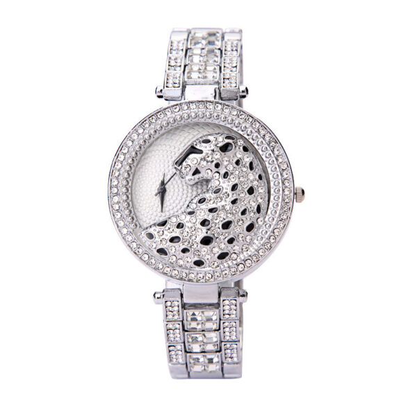 Women's Diamond Leopard-Print Watch with Three-Dimensional Design, Stylish Three-Dimensional Leopard-Print Watch with Diamonds