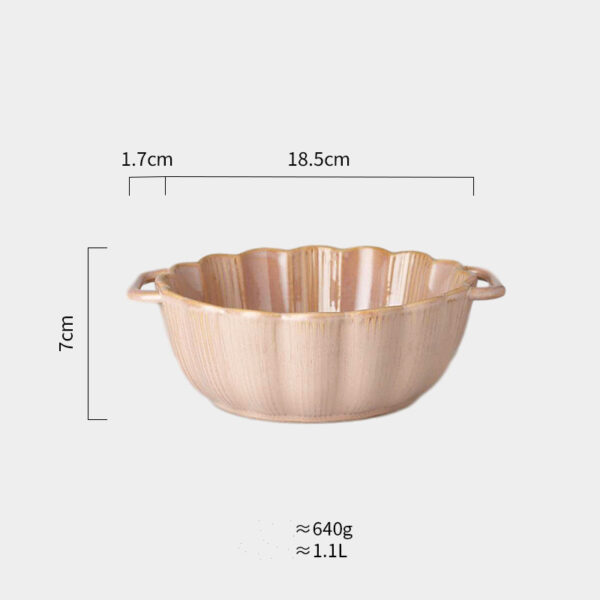 Spacious Nordic-Style Ceramic Salad Bowl, Large Binaural Design for Elegant Dining, Perfect for Serving Salads and Side Dishes