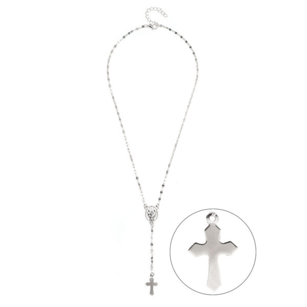 Three-Color Cross Virgin Necklace for Ladies, European and American Fashion Cross Necklace, Stylish Three-Color Cross Necklace for Women