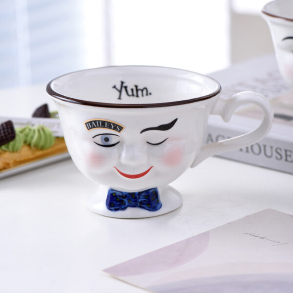 Creative Retro Face Bow Cups, Unique Couple’s Mugs, Playful Vintage Design Drinkware