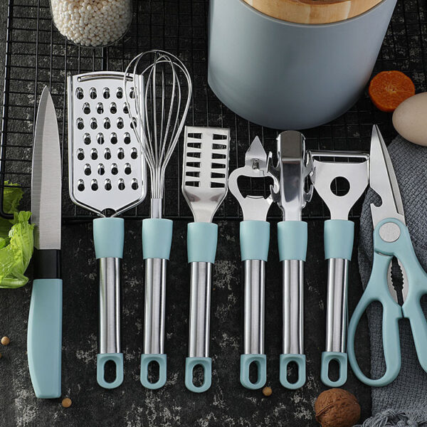 Stainless Steel Kitchen Gadgets Set, Household Kitchen Utensils Tray, Includes Peeler, Scissors, and Egg Beater