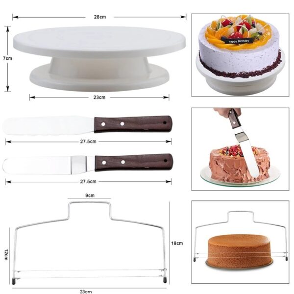 62-Piece Cake Decorating Set with Turntable and Nozzles, Complete Cake Decorating Kit with Cleaning Brush, Professional Baking Tools for Cake Design