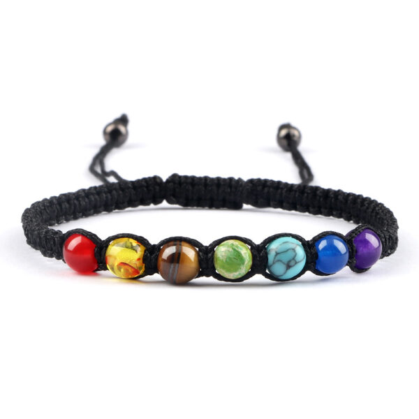 Seven-Color Beads Round Bracelet, Vibrant Round Seven-Color Bead Bracelet, Multi-Color Round Bead Accessory Bracelet