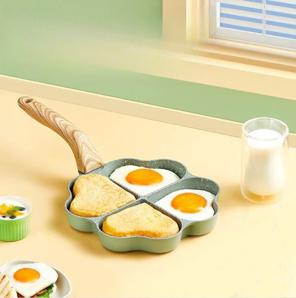 Durable Aluminum Four-Hole Frying Pan, Non-Stick Cooking Pan for Multiple Items, Ideal for Eggs and Pancakes