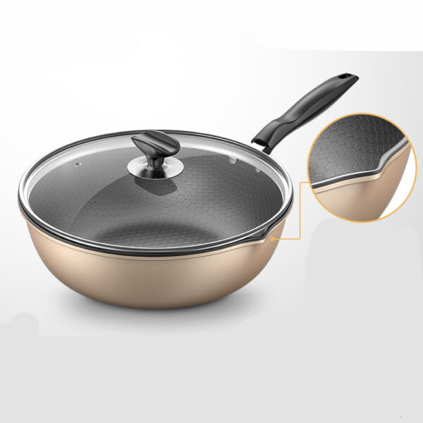 Honeycomb Wok for Induction and Gas Stoves, Durable Household Cooking Pot, Versatile Wok for All Cooking Surfaces