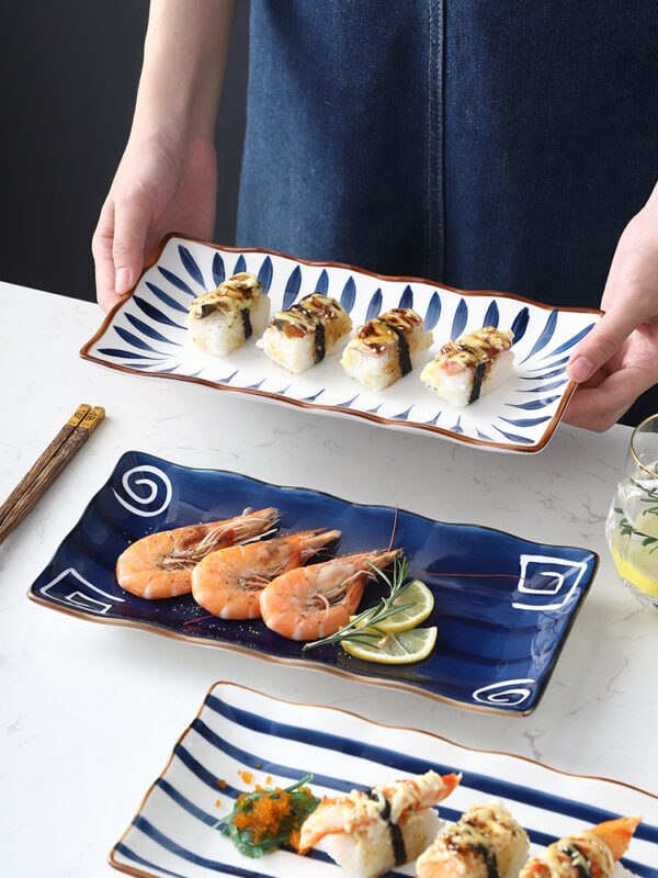 Japanese-Style Ceramic Dinner Plate, Versatile Household Plate for Breakfast, Fish, Sushi, and More