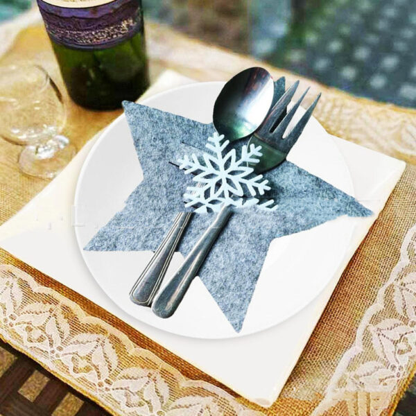 Festive Gray Five-Pointed Star Tableware Cover for Christmas, Decorative and Practical Holiday Table Accessory