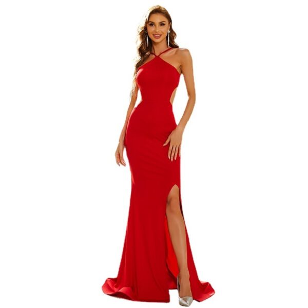 High Neck Sleeveless Long Dress, Celebrity Party Dress, Elegant Model Sleeveless Gown