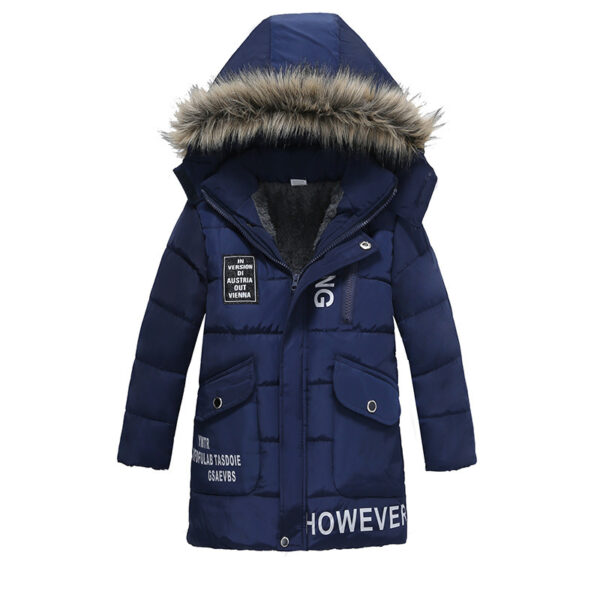 Warm Boys' Winter Coat with Fur Collar, Cozy Padded Jacket for Boys, Stylish Warm Cotton Jacket for Kids