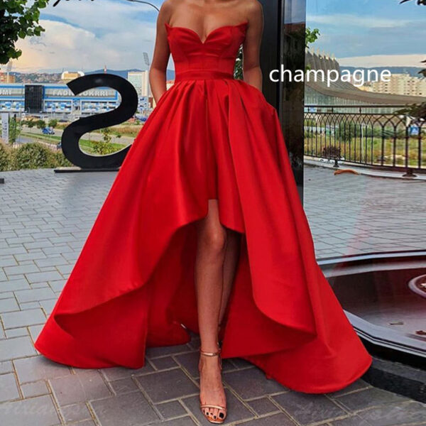 Ladies' Evening Dress, Sexy Tube Top Satin Gown, Elegant Satin Tube Top Dress