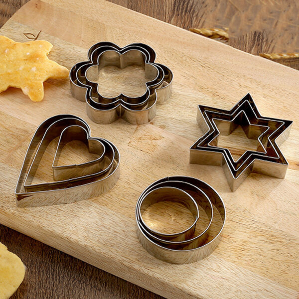 Stainless Steel Biscuit and Mousse Ring Mold Set, Versatile Baking Tools for Star, Flower, Heart, and Round Shapes, Durable Mousse Ring Molds