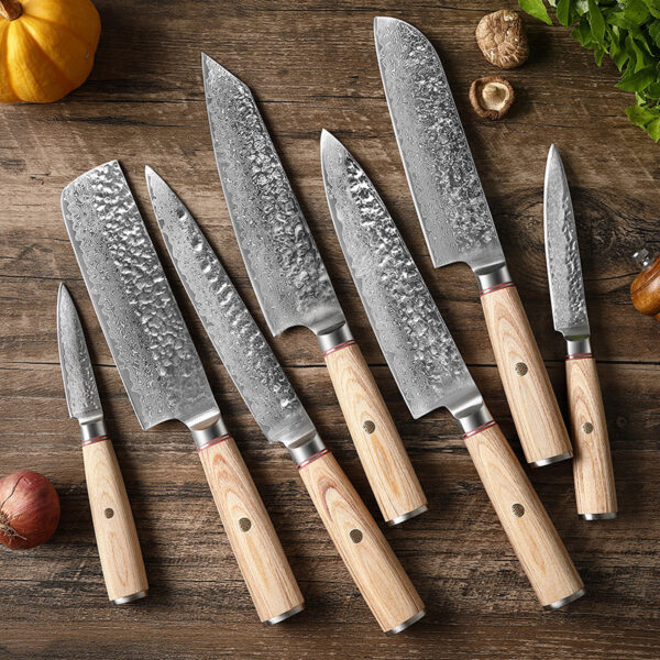 Damascus Steel Handcrafted Kitchen Knife, Premium Chef Knife for Professional Cooking, Durable and Sharp Kitchen Tool