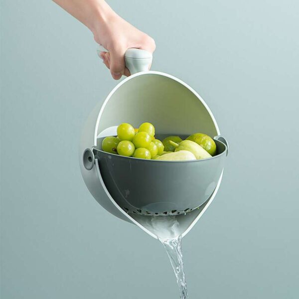 Double Layer Rotating Draining Basket, Fruit and Vegetable Kitchen Gadget, Efficient and Convenient