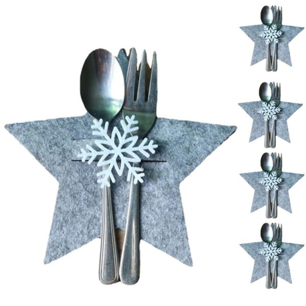 Festive Gray Five-Pointed Star Tableware Cover for Christmas, Decorative and Practical Holiday Table Accessory