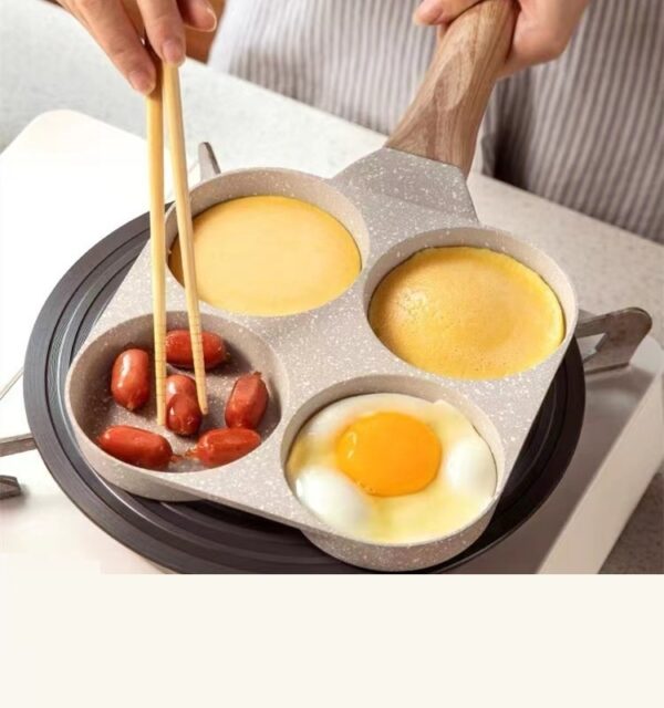 Medical Stone Non-Stick Pan, Egg Hamburger Four-Hole Frying Pan, Flat Bottom, Universal Mini Omelette Pan for Induction Cookers