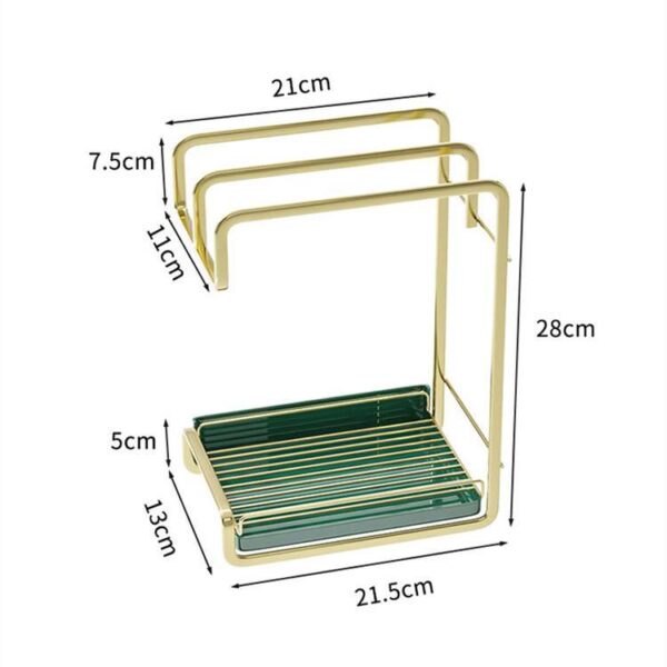 Wall-Mounted Sponge Holder with Drain Tray, Kitchen Organizer for Sponges and Brushes, Adjustable Sink Rack for Soap and Dish Drainage