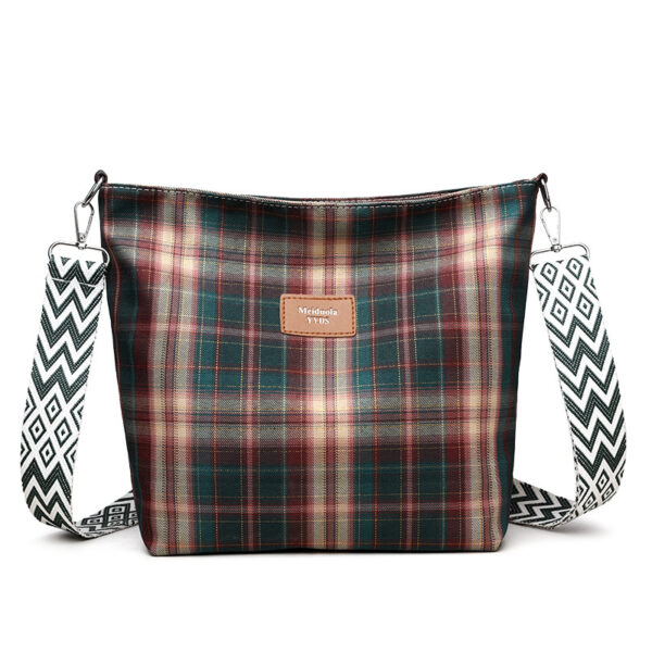 Large Capacity Contrast Color Messenger Bag, Versatile One-Shoulder Commuter Bag, Stylish Checkered Messenger Bag