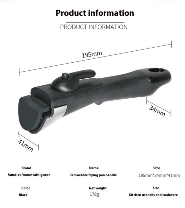 Removable Handle Pan Wok Handle Accessories, Convenient and Versatile for Easy Cooking and Storage