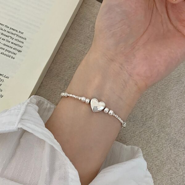 Sterling Silver Heart Bracelet with Small Silver Pieces for Women, Elegant Niche Sterling Silver Heart Bracelet, Stylish Silver Heart Bracelet for Women