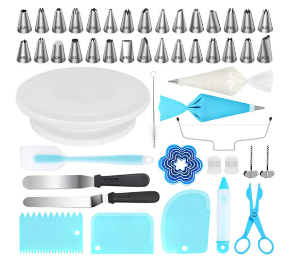 Decorating Tools Kit with Revolving Cake Stand, Complete Baking Supplies Set for Cake Decoration, Professional Cake Decorating Kit