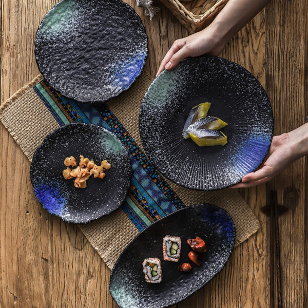 Ceramic Tableware for Household Use, Round Flat Plates for Versatile Dining