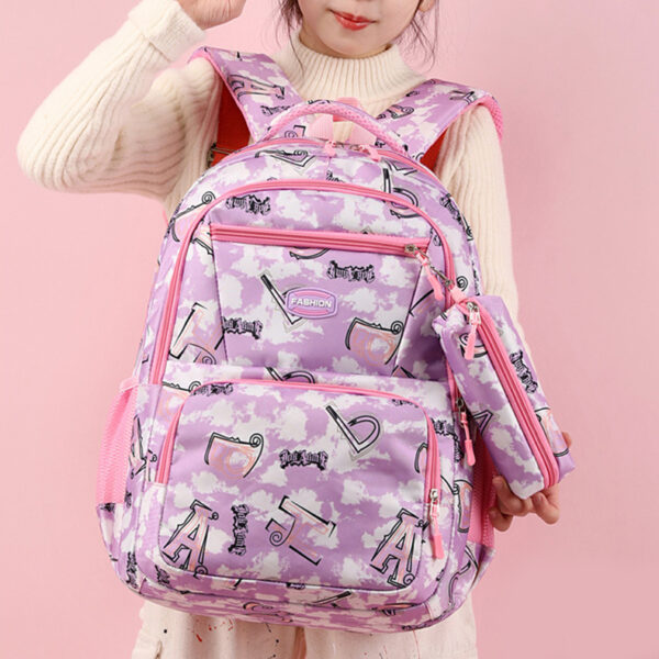 New Letter Print Backpack with Pencil Case, Fashionable Sweet Schoolbag for Primary School Students, Stylish Backpack for Girls and Boys