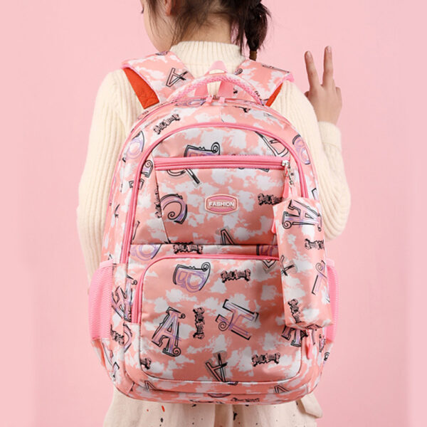 New Letter Print Backpack with Pencil Case, Fashionable Sweet Schoolbag for Primary School Students, Stylish Backpack for Girls and Boys