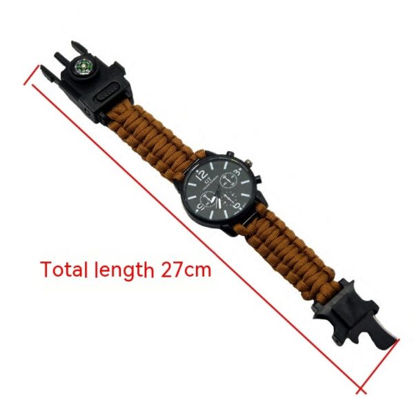 Multifunctional Survival Watch with LED Light and Parachute Cord for Outdoor Activities, Waterproof Camping Watch with LED Light and First Aid Features