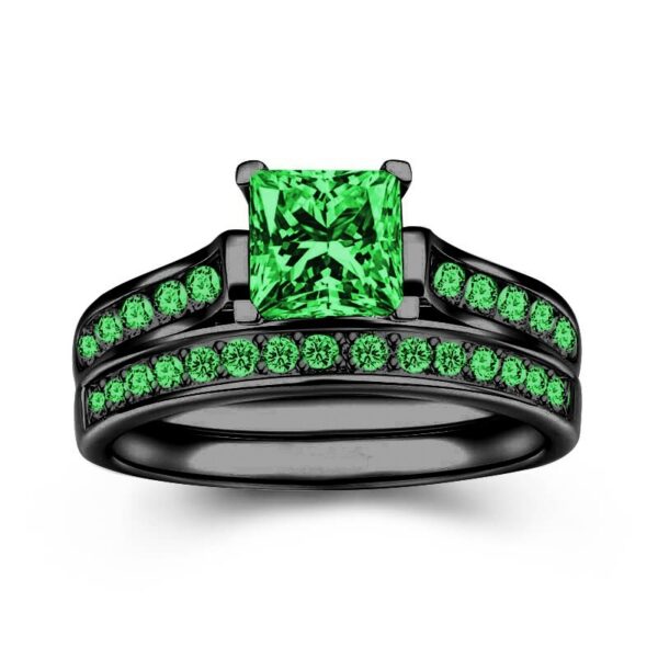 Elegant Emerald Women’s Ring in European and American Stainless Steel, Stylish Emerald Green Stainless Steel Ring for Women