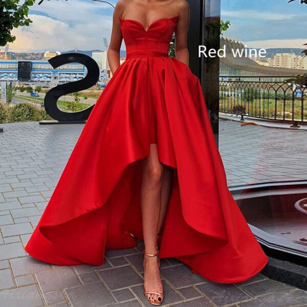 Ladies' Evening Dress, Sexy Tube Top Satin Gown, Elegant Satin Tube Top Dress