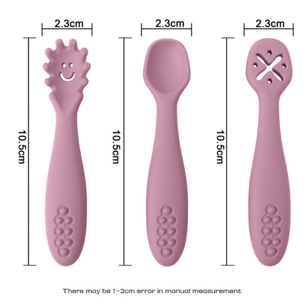 Set of 3 Silicone Spoons and Forks for Baby, Soft and Safe Baby Cutlery, Non-Toxic Silicone Baby Feeding Utensils