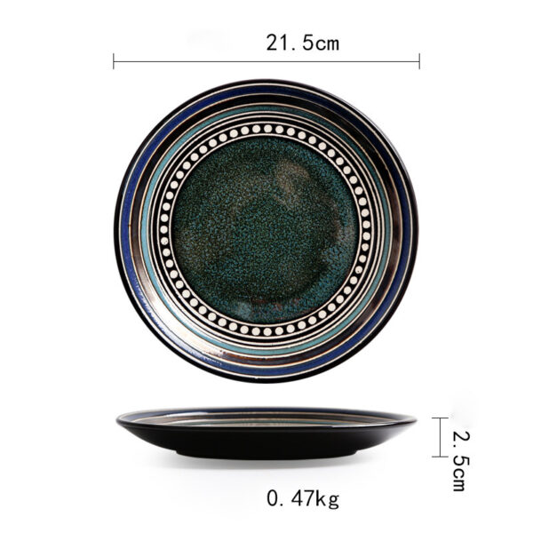 Japanese Vintage Ceramic Plate, Flat Plate for Creative Dishes, Ideal for Stylish Table Settings