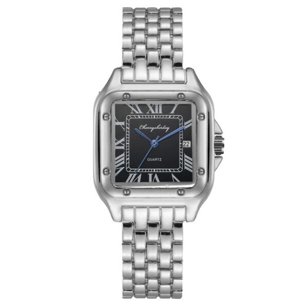 Fashionable Stainless Steel Square Couple Quartz Watch, Elegant Simple Design Stainless Steel Quartz Watch for Couples, Stylish Square Stainless Steel Quartz Watch for Couples