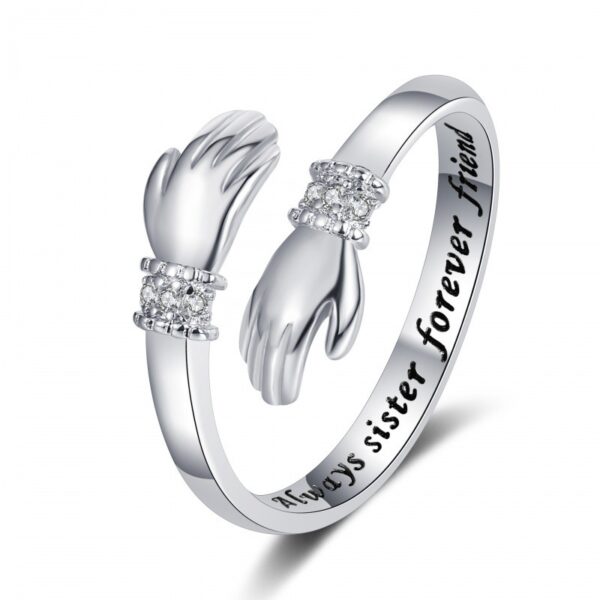 Creative Love Hug Hands Diamond-Studded Ring for Women, Elegant Diamond-Studded Love Hug Hands Ring for Women, Unique Love Hug Hands Ring with Diamonds