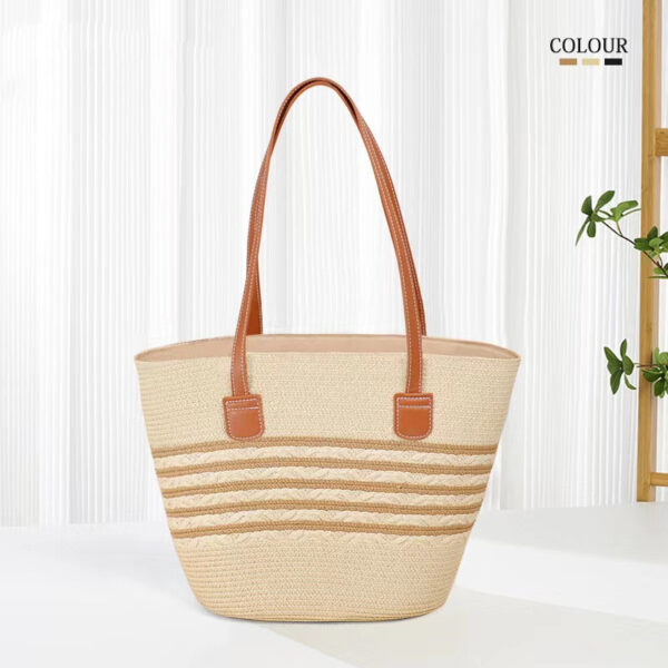 South Korea Vacation Raffia Woven Tote, Large Capacity Woven Bag, Stylish Korean Vacation Tote Bag