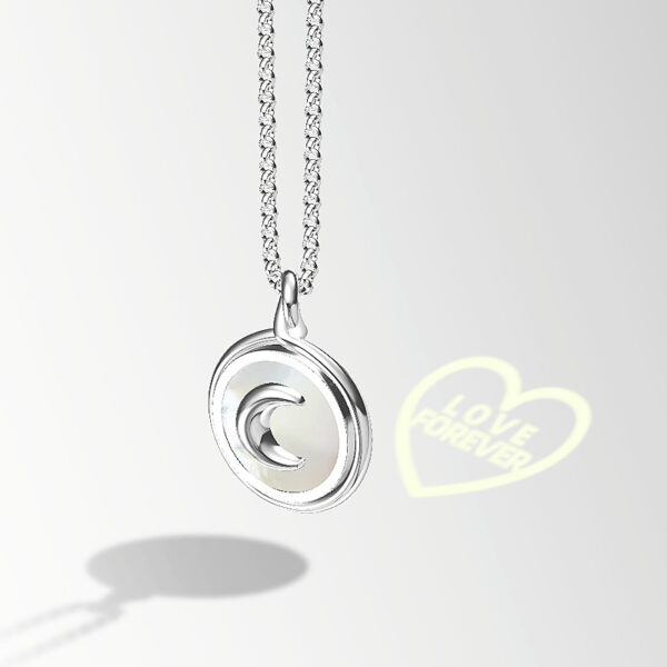 Moon Heart Hidden Word Projection Necklace, Romantic Moon Projection Necklace with Heart Message, Elegant Moon Pendant Hidden Message Necklace