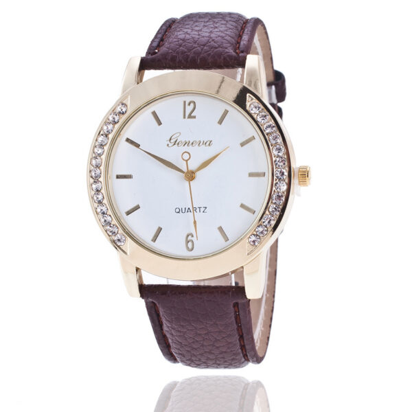 Geneva Diamond Quartz Watch for Women, Elegant Geneva Quartz Watch with Diamond Accents, Stylish Women's Diamond Geneva Quartz Watch