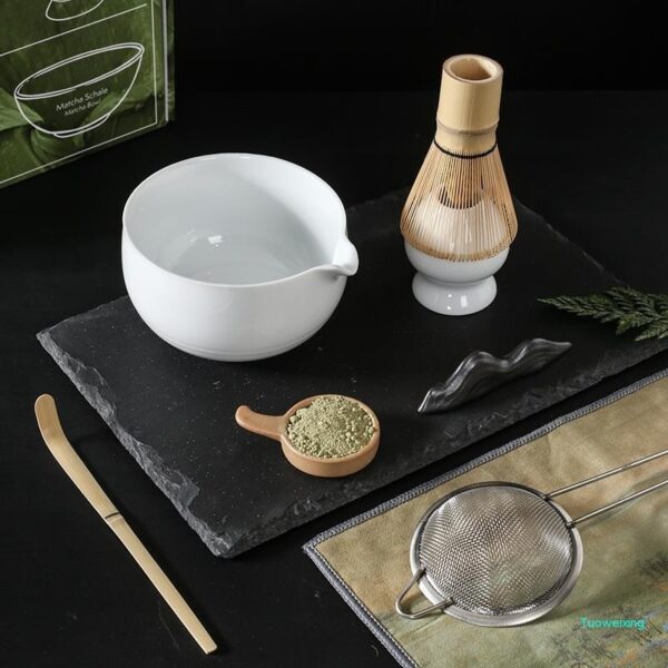 Japanese Matcha Tea Set, Pouring Ceramic Bowl with Cups, Traditional Matcha Ceremony Drinkware