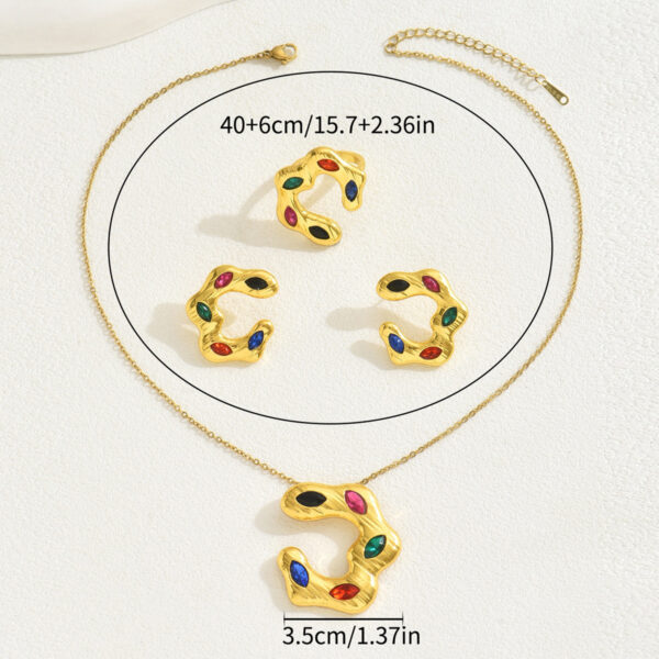 Colored Diamond Necklace Suit for Women, Elegant Women's Niche Diamond Necklace, Fashionable Colored Diamond Necklace Set